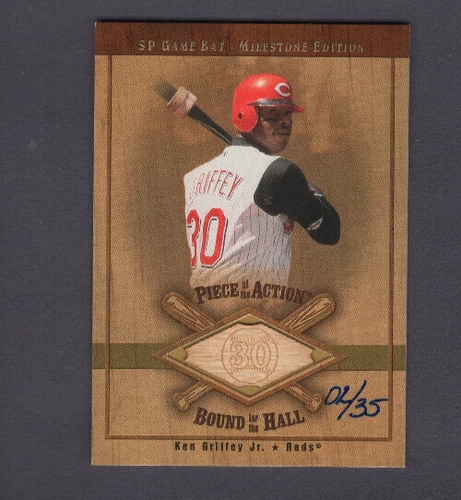 2001 SP GAME BAT MILESTONE GOLD #B-KG PIECE OF ACTION KEN GRIFEY JR #/35 EXMT