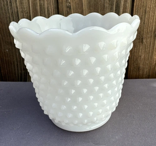 Vintage Fire King Ware White Glass Hob Knob Bowl Vase Made in USA