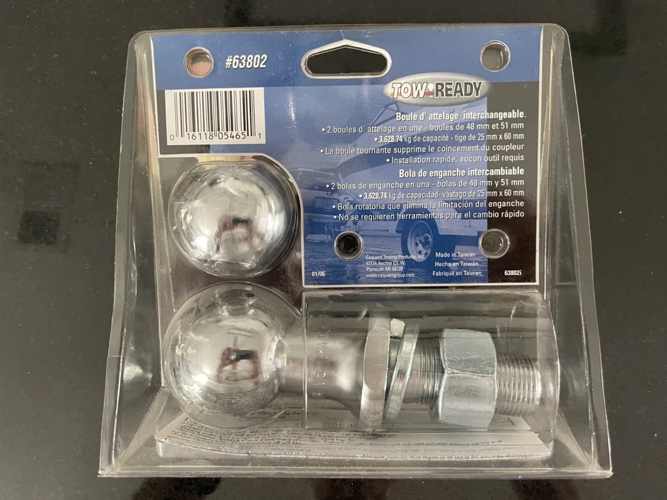 Tow-Ready 63802 Chrome-Plated 1-7/8" & 2” Interchangeable Trailer Hitch Ball Set Foto 2 de 2