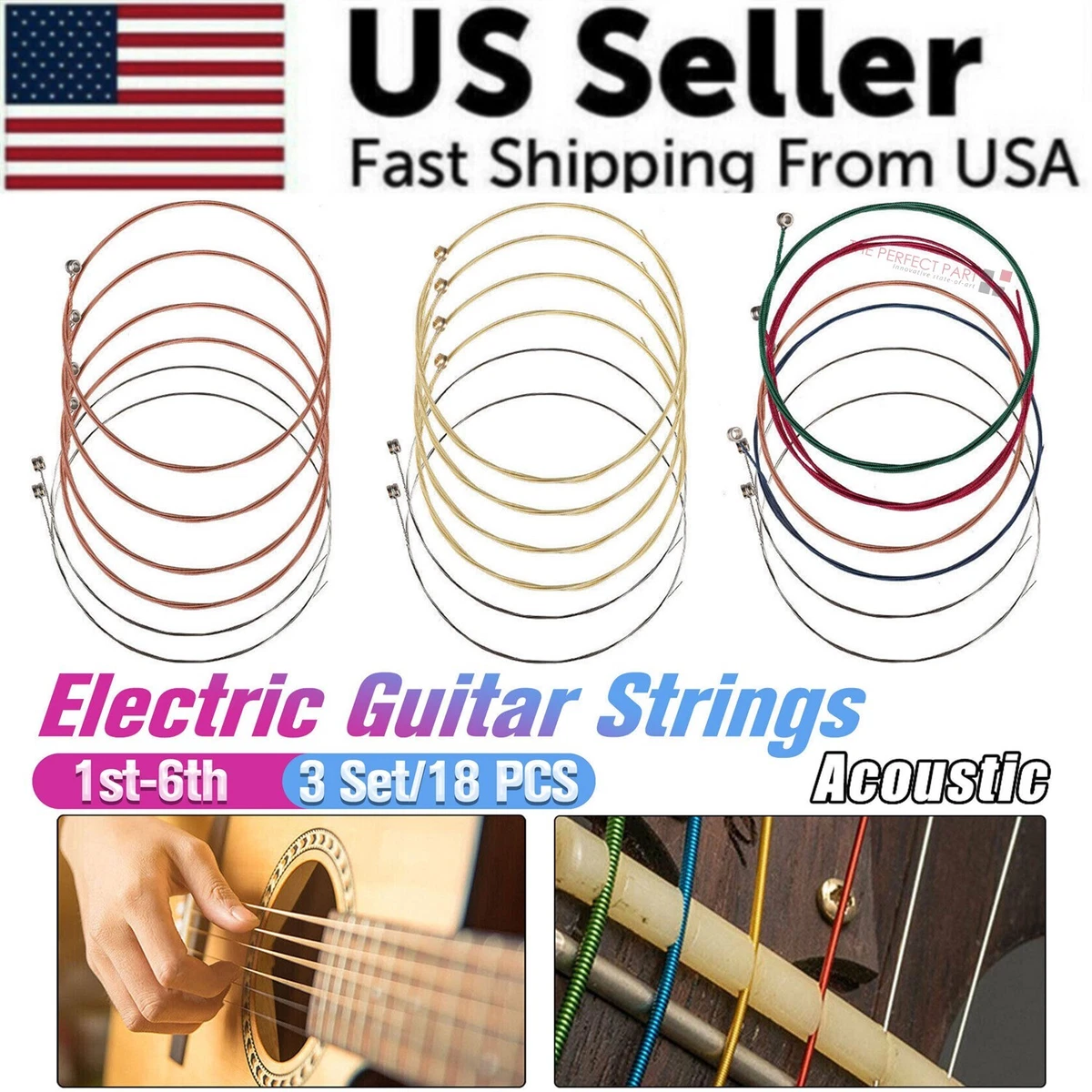 3 Sets of 6 Guitar Strings Replacement Steel String For Acoustic