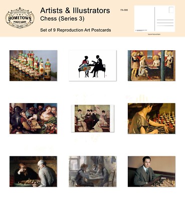The Game of Chess (Series 3) -- Lot of (9) Repro Art Postcards