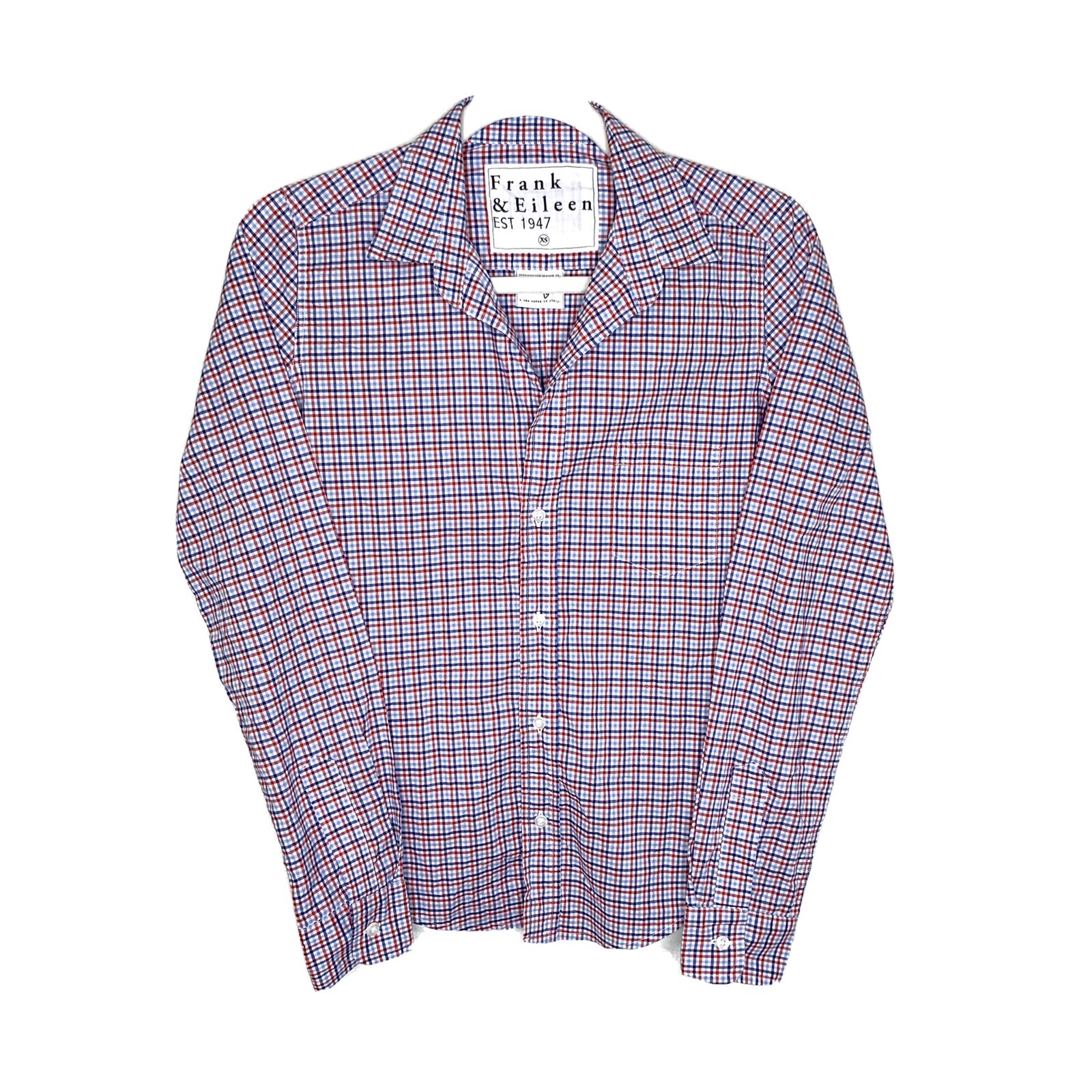 Frank And Eileen Womens Barry Shirt Check Blue Button Gem
