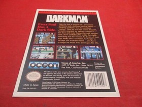 Tarjeta de exhibición promocional Darkman Nintendo NES Store SOLO