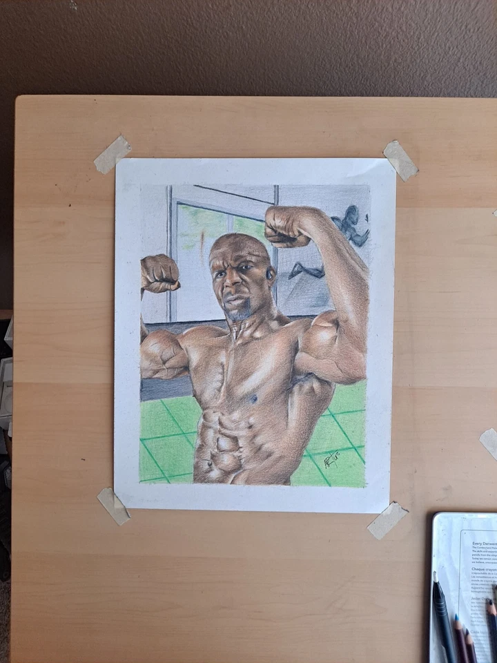 Dibujo a lápiz de colores original de 11x14 pulgadas de equipos de rizo Foto 2 de 2