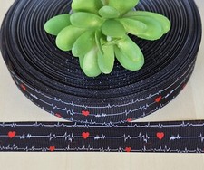 7/8" 1 YD Healthcare Grosgrain Ribbon EKG Nurse Doctor Heart EMT Heros Lanyard