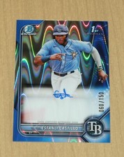 2022 Bowman Chrome autograph auto BLUE WAVE Refractor Estanli Castillo 60/150