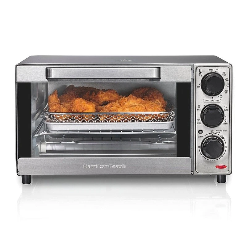 4-Slice Air Fryer Toaster Oven with Convection Cooking & Metal Basket Bake Pan