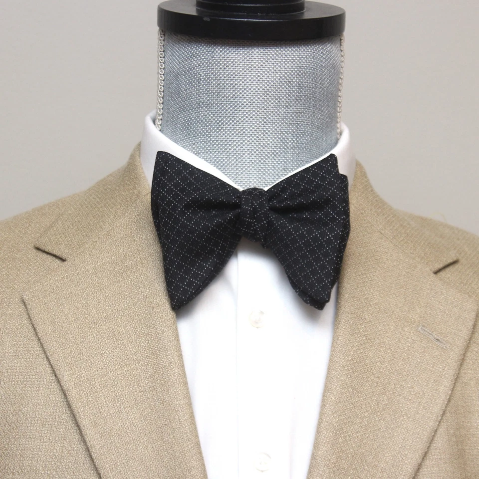 Camellucci 男式自绑领结大蝴蝶领结 S619 黑色格子全新带标签 — 第 4/4 张图片