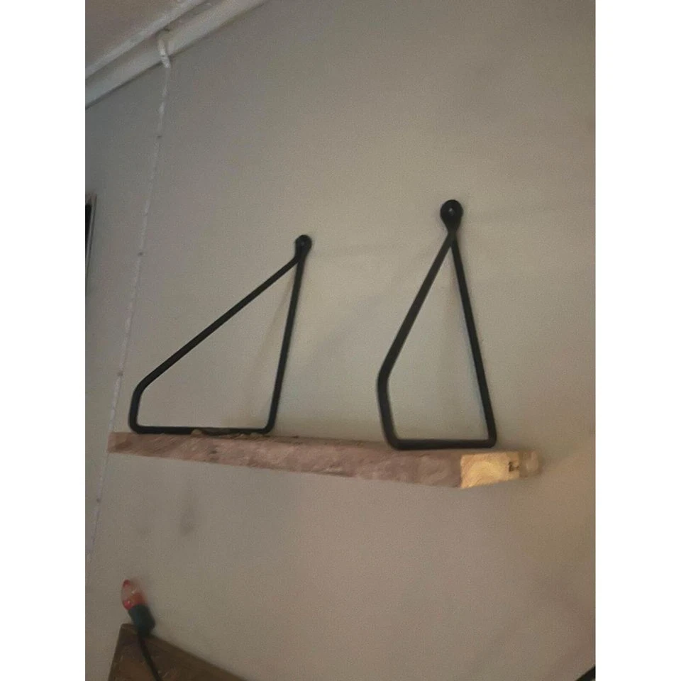 木制书架带黑色金属挂线 — 第 2/4 张图片