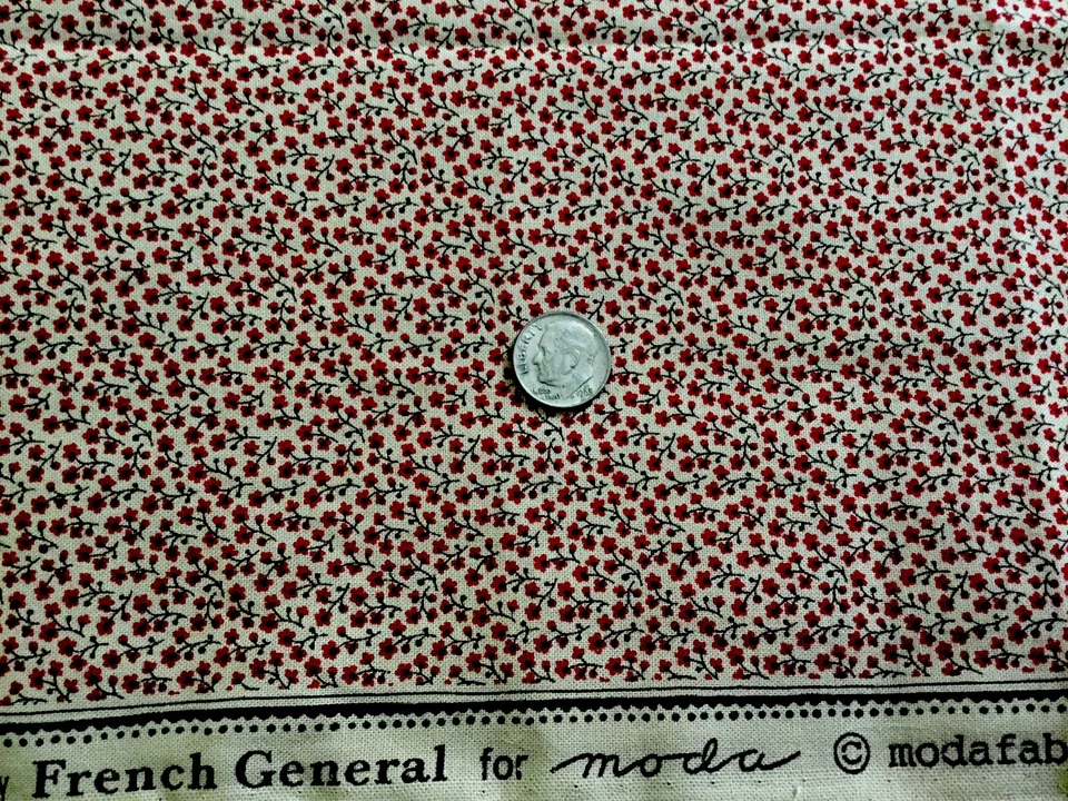 Moda French General BON VOYAGE 13708 11 Rouge Floral FAT QUARTER - Image 2 of 2