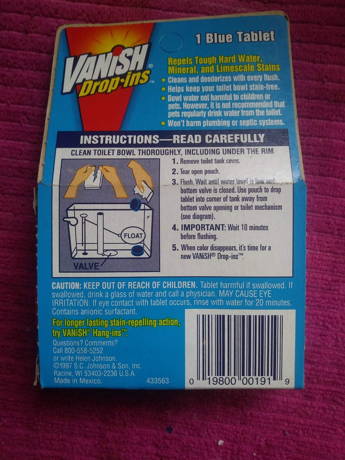 VANISH DropIns Automatic Toilet Bowl Cleaner Stain Repel Blue Spring