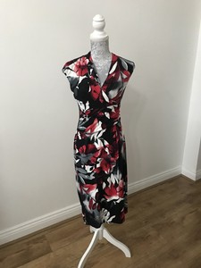 grey floral wrap dress