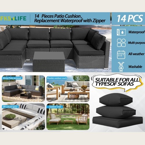 14X Outdoor Patio Furniture Cushions 6-Seat Rattan Wicker Sectional Sofa Cushion - Picture 4 of 72
