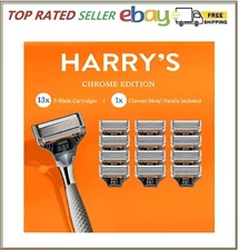 Harry's Chrome Edition Razor Set 13 x 5-Blade Cartridges + 1 Chrome Metal Handle