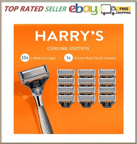 Harry's Chrome Edition Razor Set 13 x 5-Blade Cartridges + 1 Chrome ...