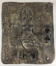 Westafrika Bronzerelief Wandrelief aus Benin oder Nigeria 22x27 cm (WAB 11)