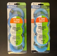 2X Greenworks Pro Kobalt 0.095 Pre-cut 16 ft Trimmer Line 5-Pack
