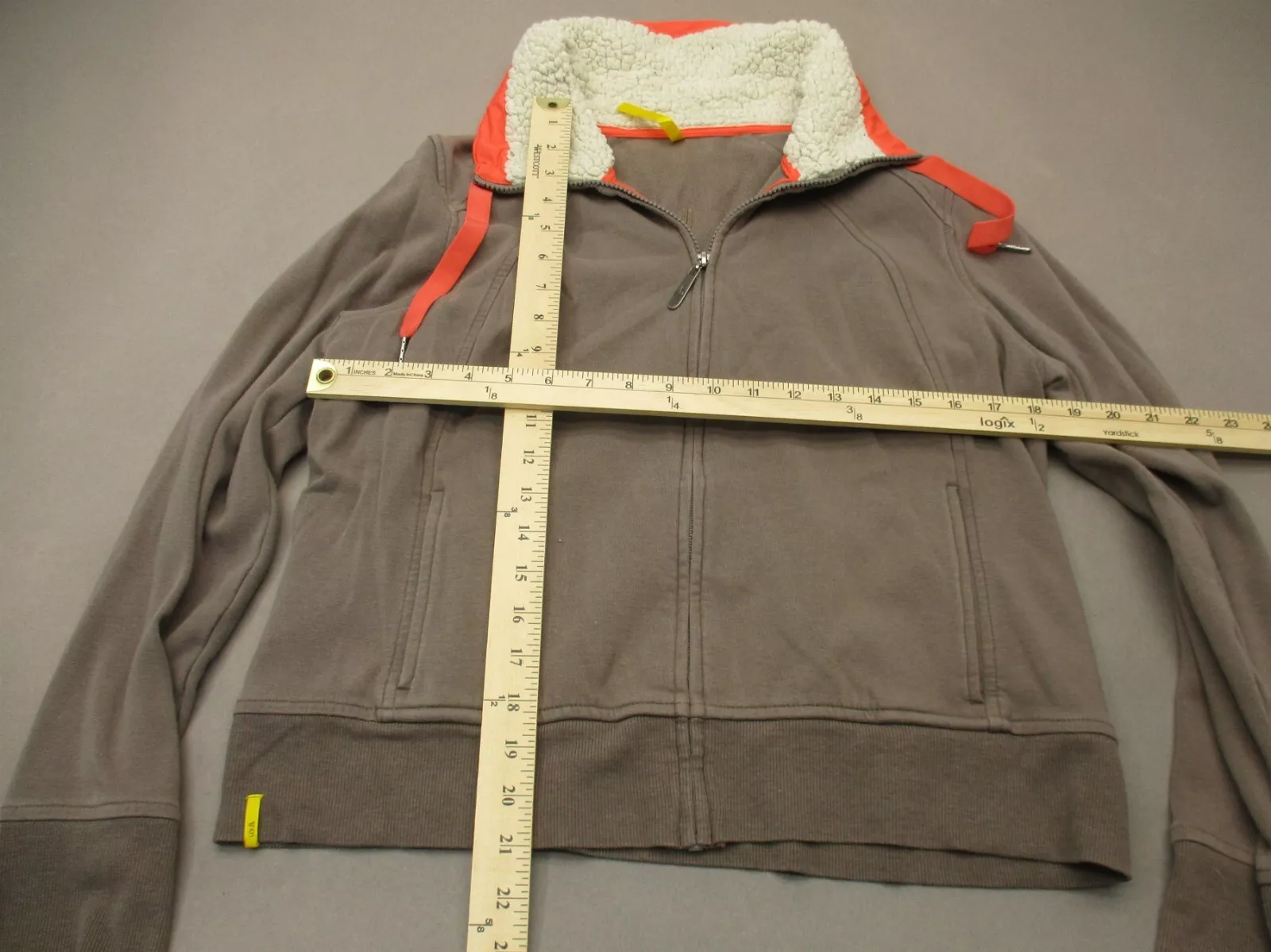 lole cotton blend full zip drawstring pocket athletic jacket