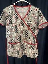 UA scrubs Print top, black, red, white  gray size small