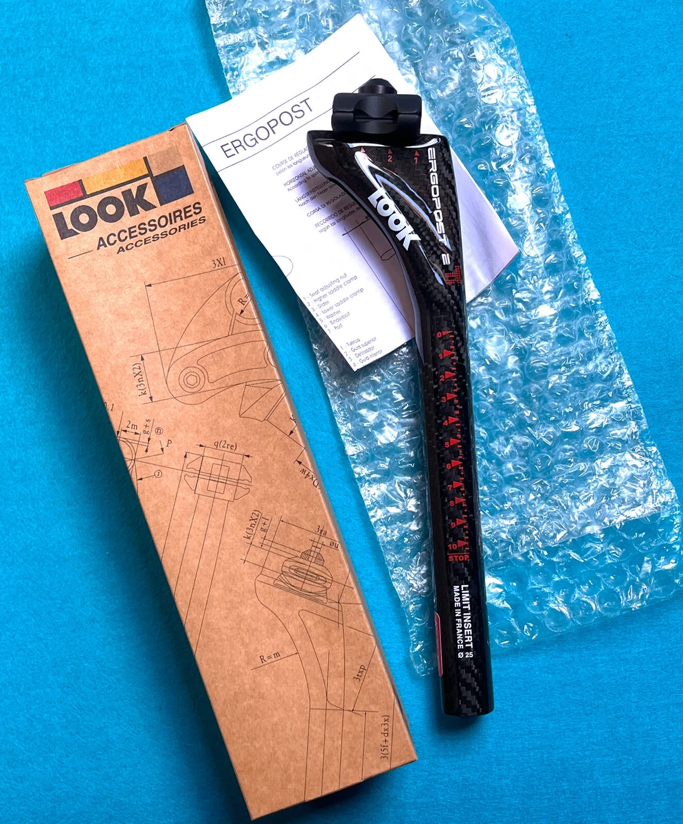 Tige De Selle Carbone Look Ergopost Ti – 25 Mm X 250 Mm, Made In France, Occasion