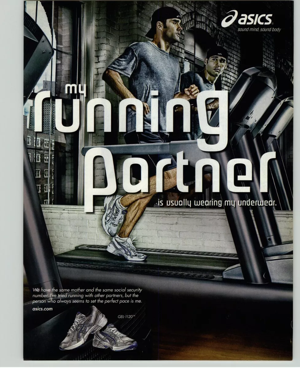 2007 ASICS Gel 1120 Shoes Promo Man On Treadmill Photo Art Vintage
