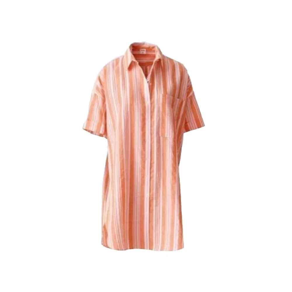 Short Sleeve Casual Striped Women's Shirt Dress