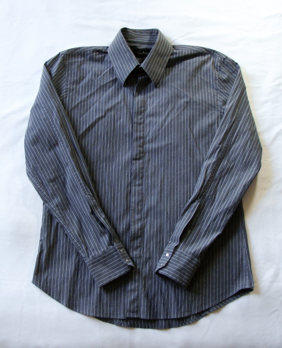 Men's Vintage 90s Thierry Mugler Gray Striped Long Sleeve