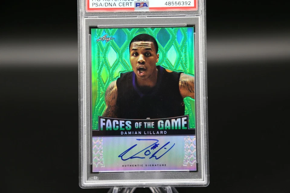 2012 Leaf Metal DAMIAN LILLARD Faces of the Game Green /10 Auto RC PSA 9 Mint 🔥 - Image 3 of 4