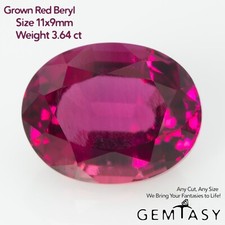 Cut stone - Red Beryl hydrothermal lab grown, Oval 11x9mm 3.64ct