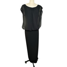 Betsy  Adam Black Chiffon Sequined Column Maxi Formal Dress  12
