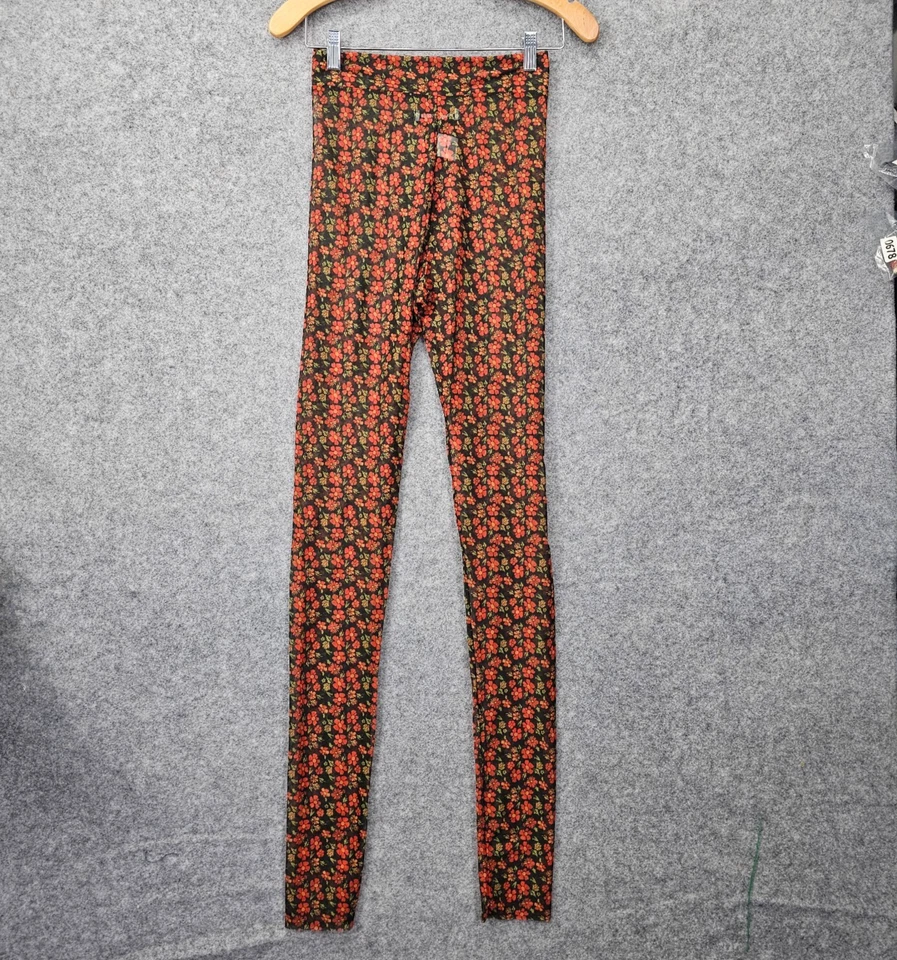 HENRIK VIBSKOV Floral Mesh Leggings Small Red Pollen Party Sheer Cocktail $330 - Image 3 of 4
