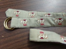 J McLaughlin Tan D-Ring Size XL Belt Embroidered Circus Elephant