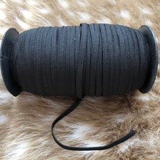 Thin Black Elastic Flat Corded Braided Dress Mask Making 250 Yards 5mm Roll