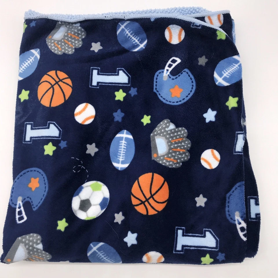 Manta polar azul Circo Baby deportes Lovey Stars fútbol sherpa #8 Foto 2 de 4