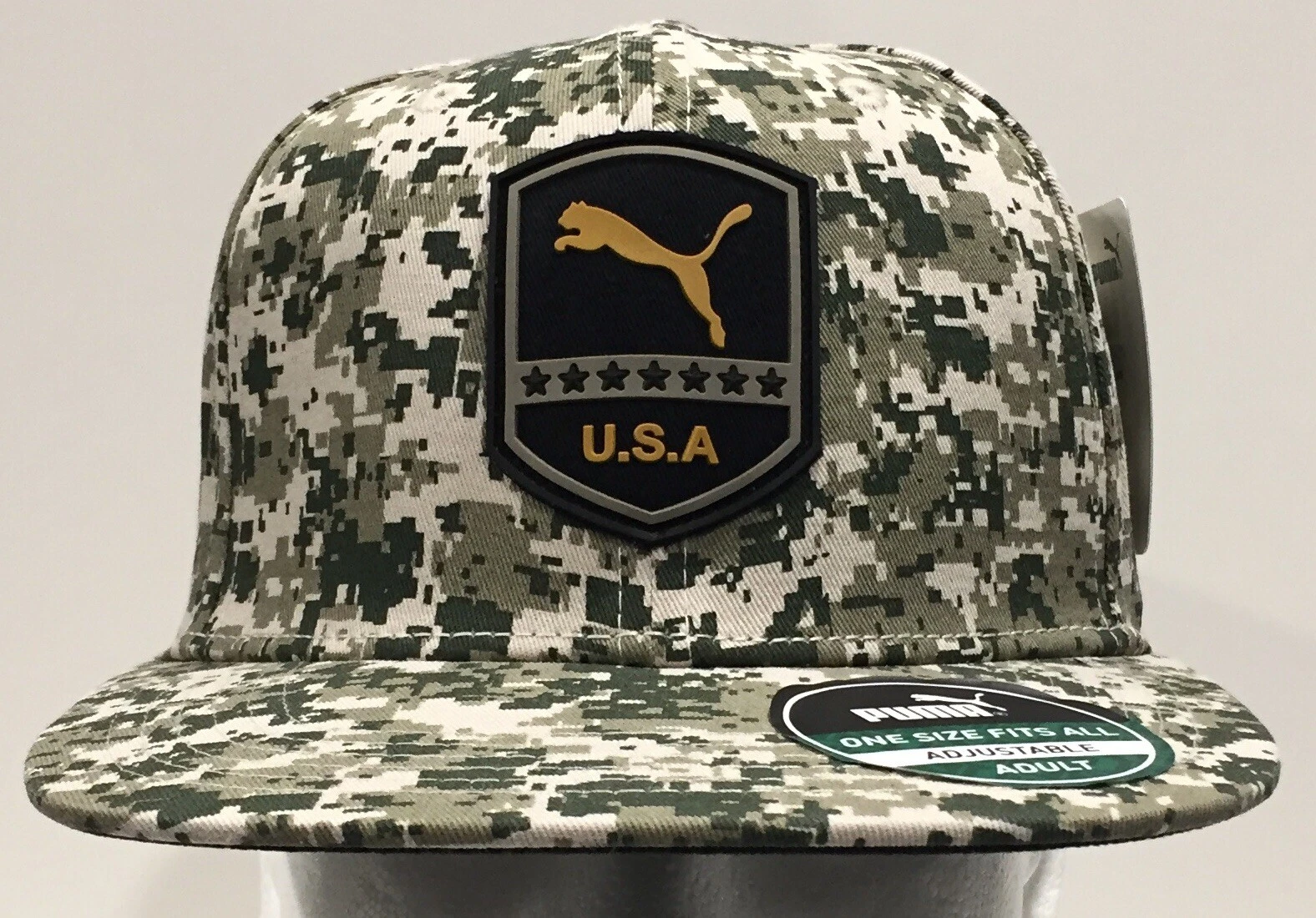 Cappello da uomo Puma USA mimetico piatto verde oliva regolabile PV7 1579BBFN1