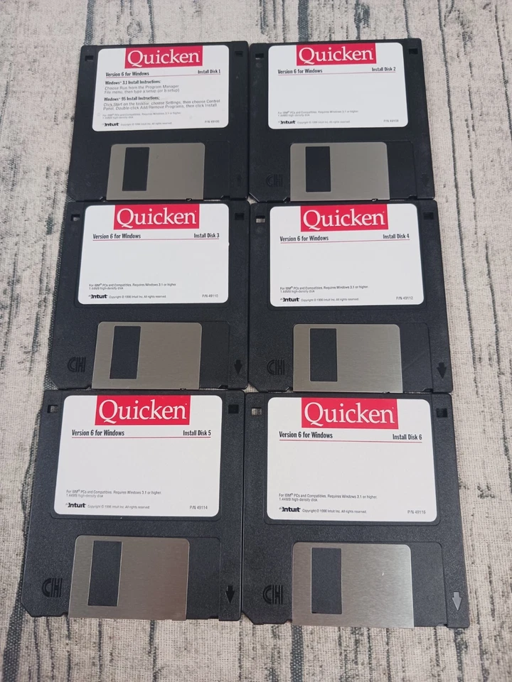 Quicken Version 6 For Windows 95 (Intuit, 1996) 3.5" Floppy - Pre-Owned - Image 2 of 2