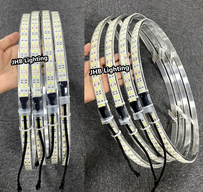 17.5-Inch White LED Wheel Lights Kit – Double Row, Strobe Effects, Remote Control, Waterproof For Trucks & SUVs