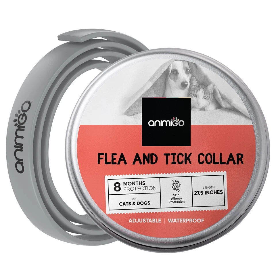 ANIMIGO Flea Tick Collar - for Cats & Dogs - helps with Lice, Ticks, Larvae, Mosquitoes