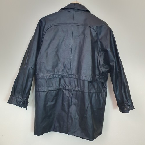 Vintage Wilsons Pelle Studio Leather Jacket Black women's Size L 80's long - Picture 5 of 11