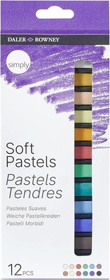 Daler-Rowney Simply Soft Pastels 12 verschiedene Farben Set - Anfänger Künstler