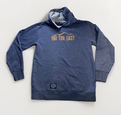 Ski The East Vista Men s Pullover Blue Hoodie Vintage Born From Ice Mtn XL(youth