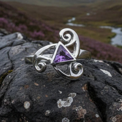 Celtic Spiral Ring Irish Scottish Pagan Wiccan Gemstone Ladies Ring 925