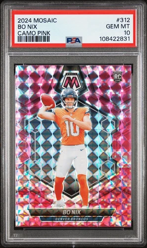 2024 Panini Mosaic - NFL Debut Bo Nix #271 Camo Pink Mosaic Prizm (RC) PSA 10