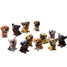 12pcs Head Dog Car Dashboard Decorations Ornaments for Car and Home Mix Style