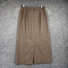 Vintage Pendleton Skirt Womens 12 Brown Wool Long Pencil Lined Back Slit USA