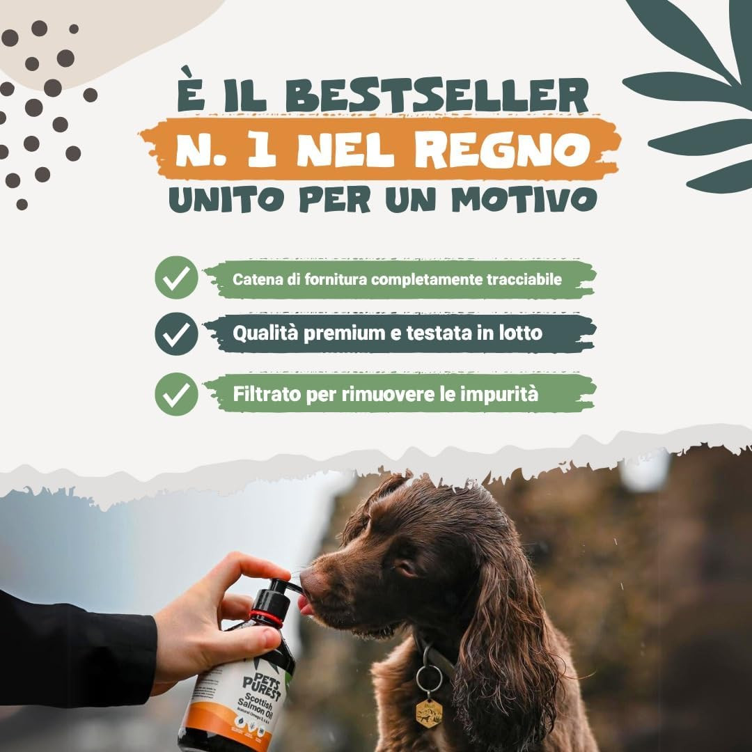 Pet Purest Olio Di Salmone Scozzese per Cani, Gatti, Animali Domestici 500Ml - P - 4