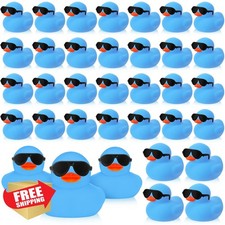 Sosation Mini Rubber Ducks w/ Sunglasses, 36pc 2.2" Squeaky Bath Toys
