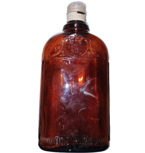 Botella de licor vintage Hiram Walker And Sons pinta marrón con tapa en relieve rara - Imagen 10 de 11