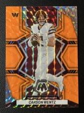 2022 Panini Mosaic #195 Carson Wentz Mosaic Reactive Orange Commanders