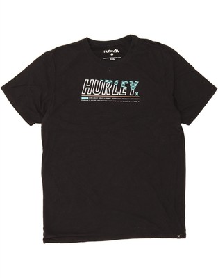 HURLEY Herren Grafik T-Shirt Oberteil Large schwarz Baumwolle VK07